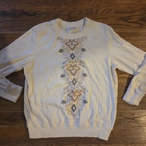 Alfred Dunner Beige Sweater with Embroidery